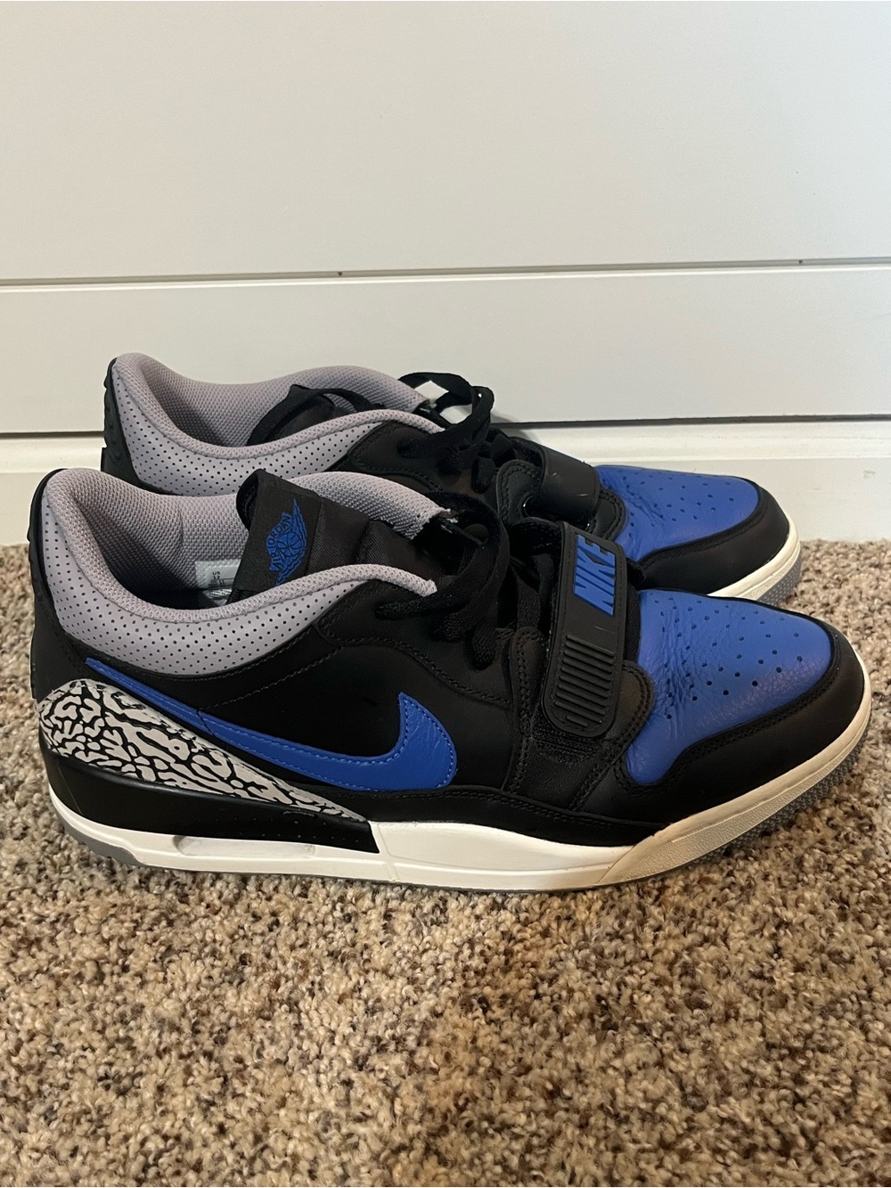 Jordan Men’s Black & Blue Low-Top Sneakers with Elephant Print